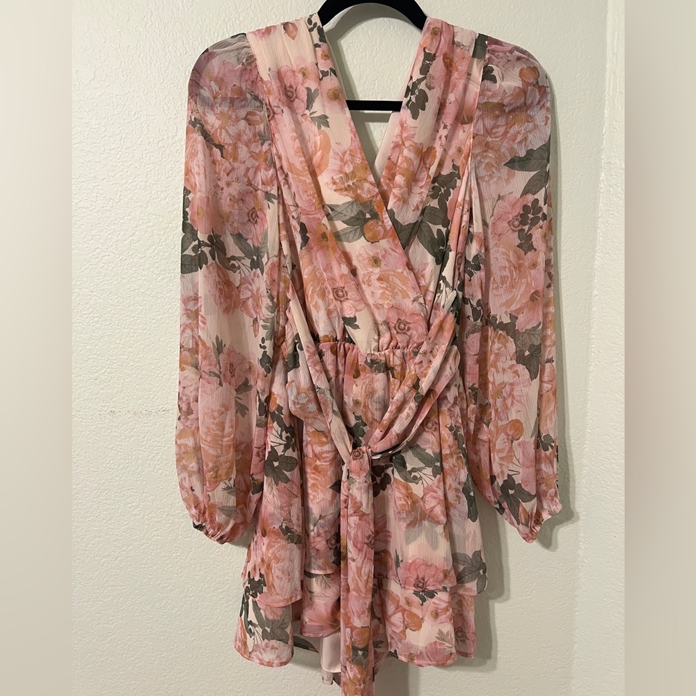 Express Pink and Cream Floral Romper